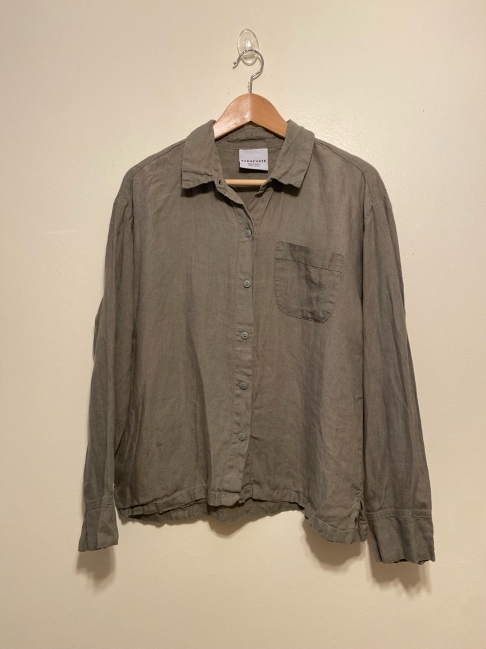 Parachute Olive Green Linen Shirt. Size S